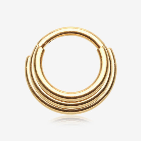 Pure24K Implant Grade Titanium Triple Stagger Seamless Clicker Hoop Ring