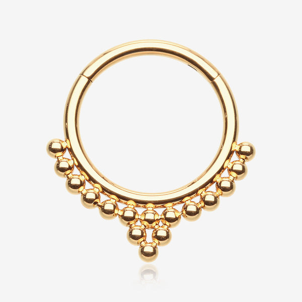 Pure24K Implant Grade Titanium Bali Beaded Seamless Clicker Hoop Ring