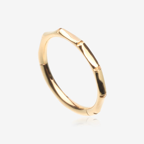 Pure24K Implant Grade Titanium Bamboo Essence Seamless Clicker Hoop Ring