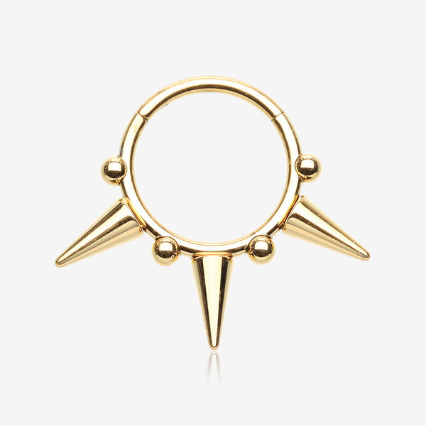 Pure24K Implant Grade Titanium Spike Tribal Luna Orbit Seamless Clicker Hoop Ring