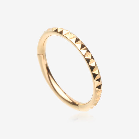 Pure24K Implant Grade Titanium Pyramid Studded Geometric Seamless Clicker Hoop Ring