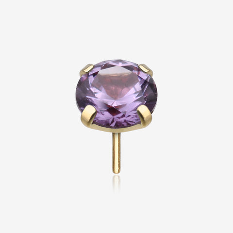 Pure24K Implant Grade Titanium OneFit Threadless Alexandrite CZ Prong Set Birthstone Gem Top Part