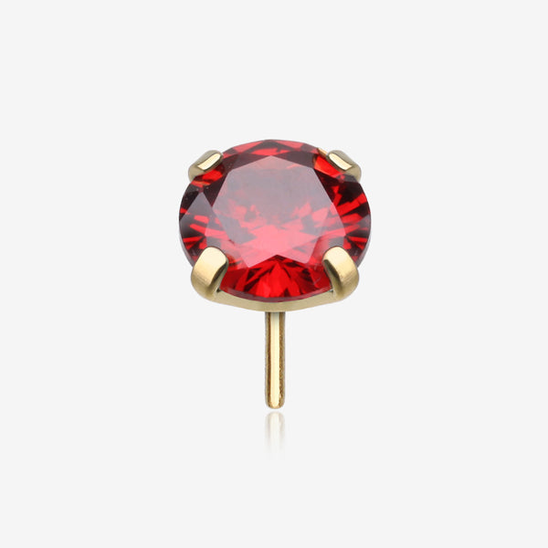 Pure24K Implant Grade Titanium OneFit Threadless Garnet CZ Prong Set Birthstone Gem Top Part