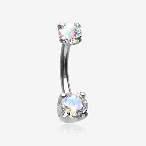 Pristine Gem Sparkles Internally Threaded Curved Barbell-Aurora Borealis