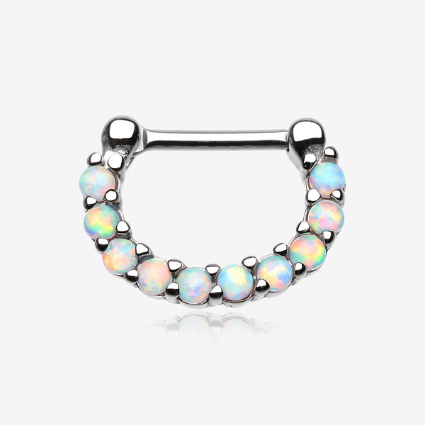 Fire Opal Princess Precia Steel Septum Clicker-White