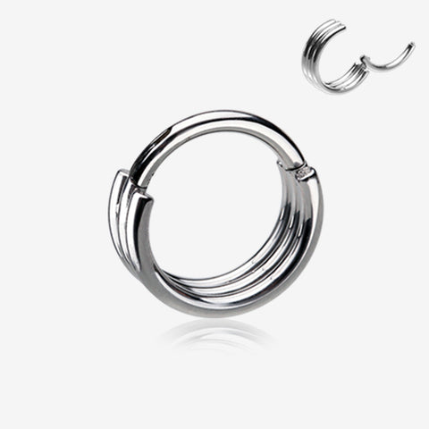 Triple Stack Hinged Steel Segment Clicker Ring