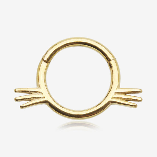 Golden Adorable Kitty Cat Whisker Clicker Hoop Ring