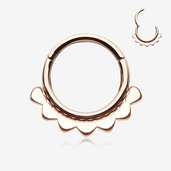 Rose Gold Mandala Flower Clicker Hoop Ring