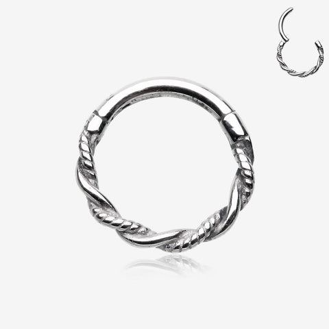 Vintage Twisted Rope Seamless Clicker Hoop Ring