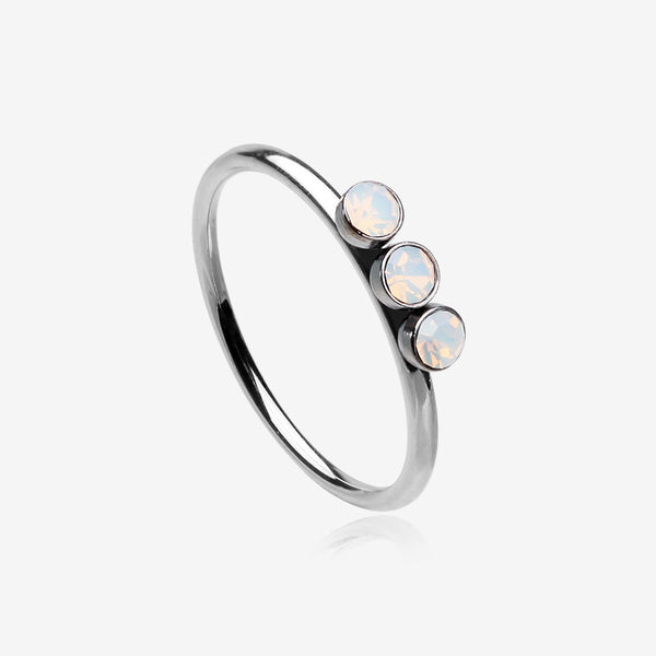 Triple Opalite Sparkle Bendable Twist Hoop Ring-White