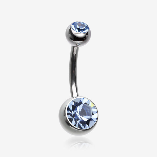 Implant Grade Titanium Internally Threaded Basic Belly Button Ring-Light Blue